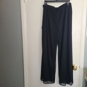 NWT MSK Black Elegant Party Cocktail Flowing Sparkle Wide Leg Mesh Pants PXL